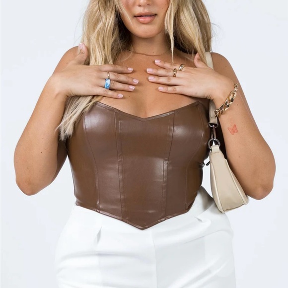 JESSICA PU BUSTIER BROWN PRINCESS POLLY - Picture 1 of 3